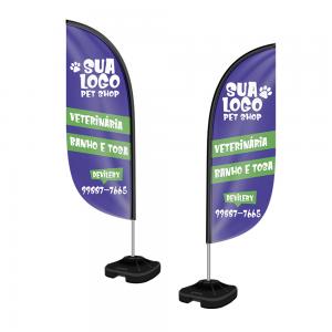 WIND BANNER - M Wind banner - tecido oxford - haste de aluminio 0,60x2,50m Frente e Verso Colorido  Costura overlock, Tamanho p, Wb faca fv completo com base e hastes Sem verniz