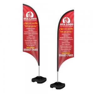 WIND BANNER - G Wind banner - tecido oxford - haste de aluminio 0,60x3,00m Frente e Verso Colorido  Costura overlock, Tamanho p, Wb faca fv completo com base e hastes Sem verniz