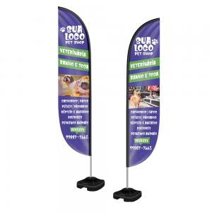 WIND BANNER - GG Wind banner - tecido oxford - haste de aluminio 0,60x3,50m Frente e Verso Colorido  Costura overlock, Tamanho p, Wb faca fv completo com base e hastes Sem verniz